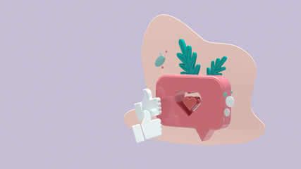 Icono flotante 3D me gusta - Redes Sociales