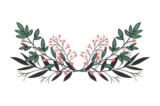 Isolated leaves wreath vector design © grgroup