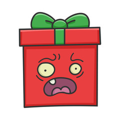 Scared Present Christmas Gift Box Cartoon