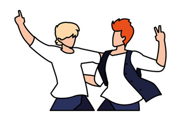 scene of men in dance pose, party, dance club