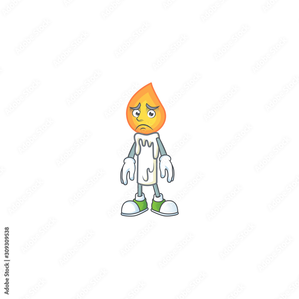 Sticker Afraid white candle Cartoon character mascot design