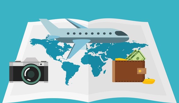 Avión-dinero-viajar-mundo-cámara-cartera