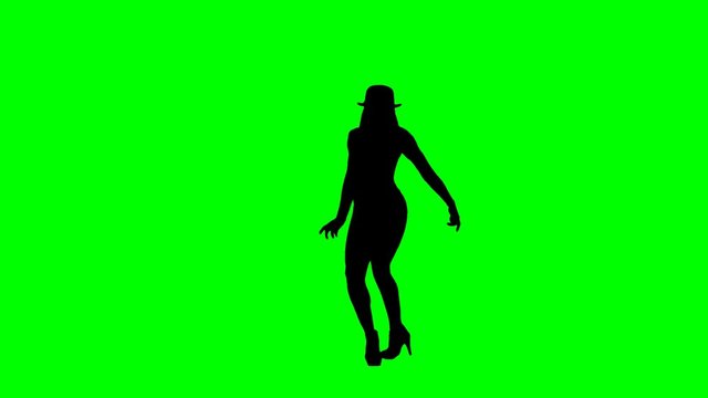 Jazz dancer silhouette on chroma key green background. Alpha channel is included for easy color or background change.