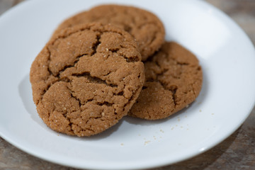Molasses sugar cookies and milk