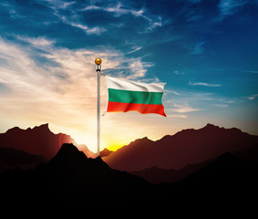 Bulgaria flag,Waving flag on the mountain