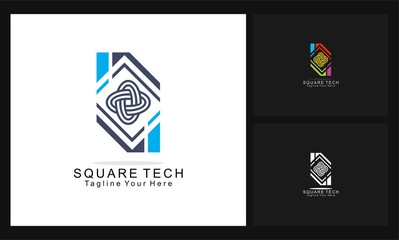 square tech concept design logo