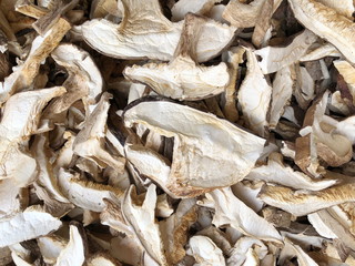 Dried boletus mushrooms for sale on the market