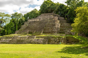Fototapeta na wymiar Jaguar Temple at Lamanai Archaeological Reserve, Orange Walk, Belize, Central America.