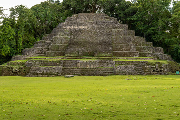 Jaguar Temple at Lamanai Archaeological Reserve, Orange Walk, Belize, Central America.