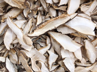 Dried boletus mushrooms for sale on the market