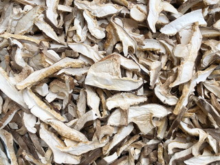 Dried boletus mushrooms for sale on the market