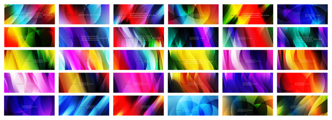 Set of dynamic trendy simple fluid color gradient abstract backgrounds with line effects. Vector Illustrations For Wallpaper, Banner, Background, Card, Book Illustration, landing page
