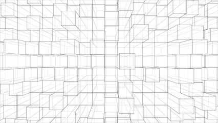 Abstract background of cubes outline. Vector