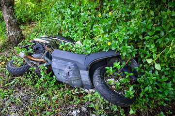 The wreck of a motorcycle