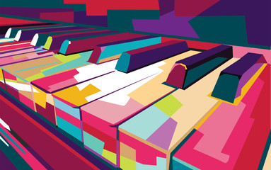 colorful pop art piano vector wpap, illustration, wall art decor © PDWN Creative