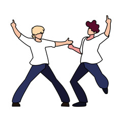 men in pose of dancing on white background