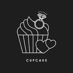  Cupcake with ring line icon