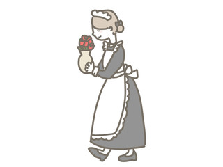 A gently smiling maid