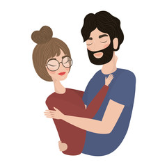 Couple of woman and man drawing vector design
