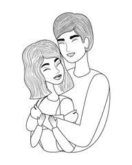 Couple of woman and man drawing vector design