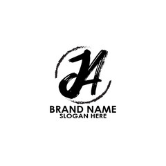 logo letter ja brush with circle vector design
