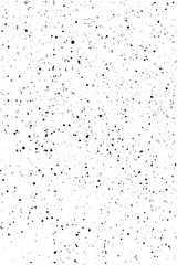 Chaotic black star bokeh on a isolated white background. falling blurry bokeh snow overlay, starry sky. black spots on white background, black drops and spots. abstraction.