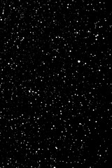 Chaotic white star bokeh on a isolated black background. falling blurry bokeh snow overlay, starry sky. white spots on black background, white drops and spots. abstraction.
