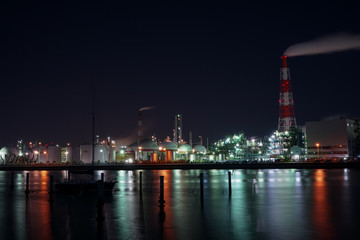 Fototapeta na wymiar Factory night view in Japan