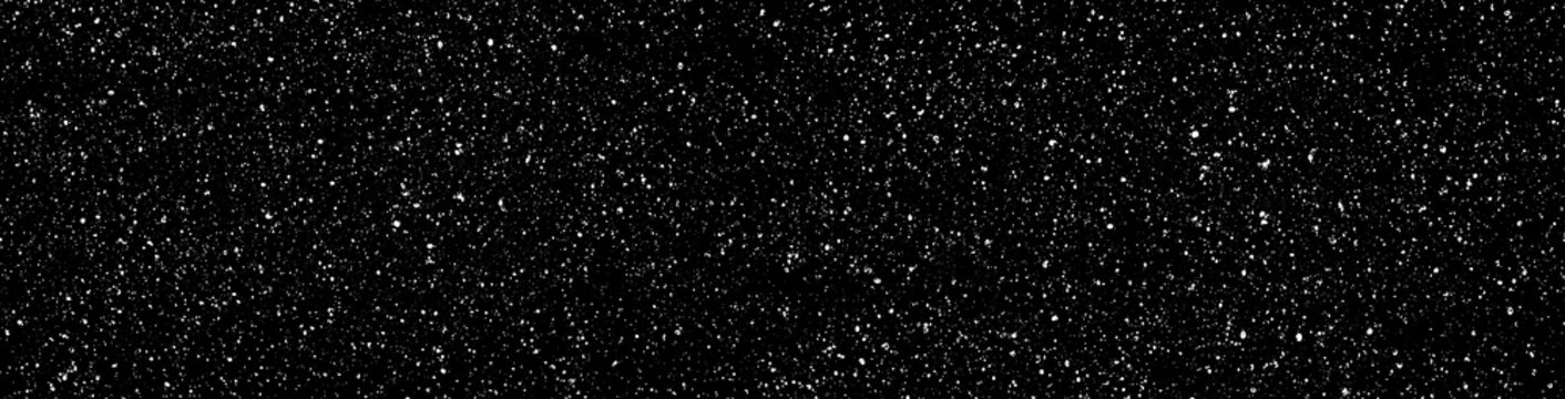 Chaotic white star bokeh on a isolated black background. falling blurry bokeh snow overlay, starry sky. white spots on black background, white drops and spots. abstraction.