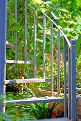 Iron Stairs Railing with Beautiful Pattern in garden looks Beautiful