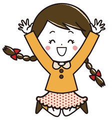ジャンプする女の子　ポーズ　イラスト