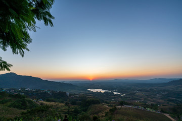 beautiful blue sky high peak mountains mist fog wildlife green forest at Khao Koh Phu Tub Berk Phetchabun Thailand guiding idea long weekend for backpacker camping campfire relaxing hiking  