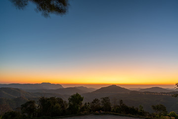 beautiful blue sky high peak mountains mist fog wildlife green forest at Khao Koh Phu Tub Berk Phetchabun Thailand guiding idea long weekend for backpacker camping campfire relaxing hiking  