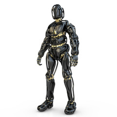 schwarzer humanoider Roboter in stehender Pose