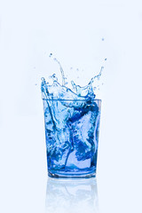 glass of water with splash isolated on white background