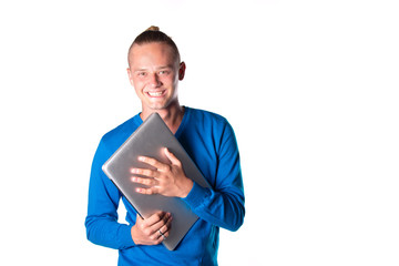 Young attractive student with a laptop