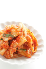 Korean food, Chinese cabbage Kimchee on white dish