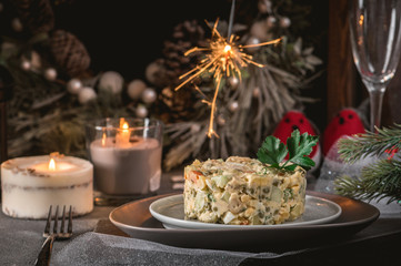 Traditional Russian Christmas and New year salad 
