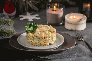Traditional Russian Christmas and New year salad 