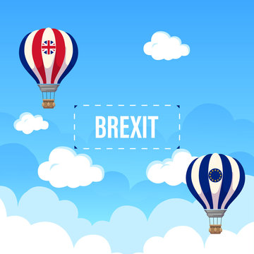 Vote for new deal. Brexit without deal. Great Britain and Europe flags. Vector