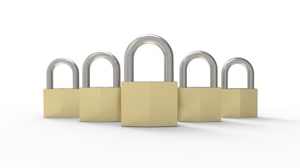 Naklejka premium 3d rendering of a padlock isolated in a white studio background