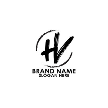 logo letter hv brush vector design