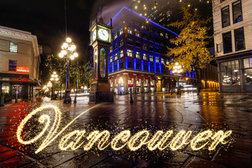 Fototapeta na wymiar Steam Clock in Gastown, Downtown Vancouver, British Columbia, Canada.