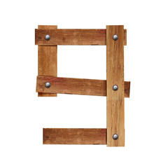 Wood font, wooden plank font NUMBER 9