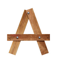 Wood font, wooden plank font letter A