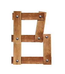 Wood font, wooden plank font letter B