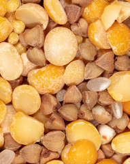 Peas, buckwheat and rice as a background