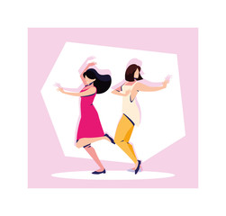 Obraz na płótnie Canvas scene of women in dance pose, party, dance club