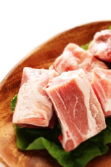 Freshness pork sparerib on wooden plate for prepared cooking ingredient image