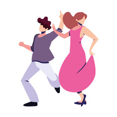 couple of people in pose of dancing on white background